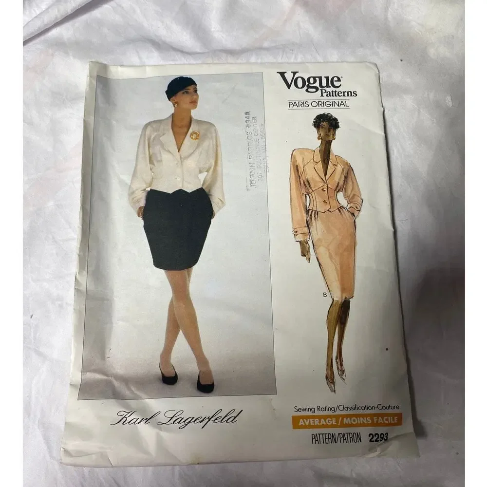 2293 Vintage Vogue Karl Lagerfeld Skirt and Top Sewing Pattern